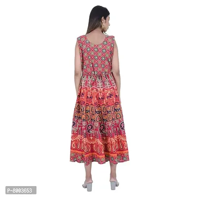 Rangun Presents Maroon Color Jaipuri Printed Long Women's Maxi one Piece Dress Free Size-thumb2