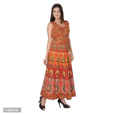 Rangun Cotton Women's Cotton Jaipuri Printed Maxi Long Dress (Free Size MultiColor)-thumb0