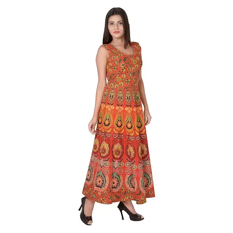 Stylish Cotton Printed Ethnic Gown