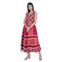 Rangun Presents Red Color Jaipuri Printed Long Women's Maxi one Piece Dress Free Size-thumb3