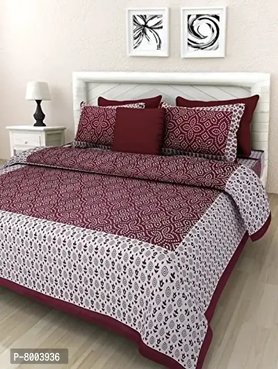 Rangun 100% Pure Cotton 120 TC Printed Double Bedsheet with 2 Pillow Cover (215 x 240 cm)