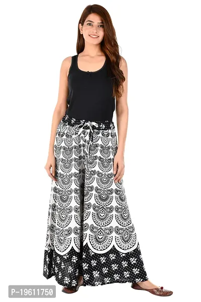 Stunning Black Cotton Printed Palazzo For Women-thumb5