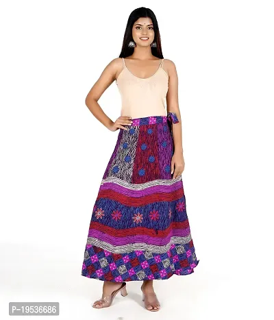 Rangun Purple Color Cotton Printed Wrap Around Skirt-thumb0