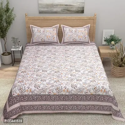 Comfortable Cotton Printed King Bedsheet with Two Pillow Covers-thumb2