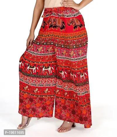 Stunning Red Cotton Printed Palazzo For Women
