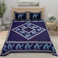 Comfortable Cotton Printed King Bedsheet with Two Pillow Covers-thumb1