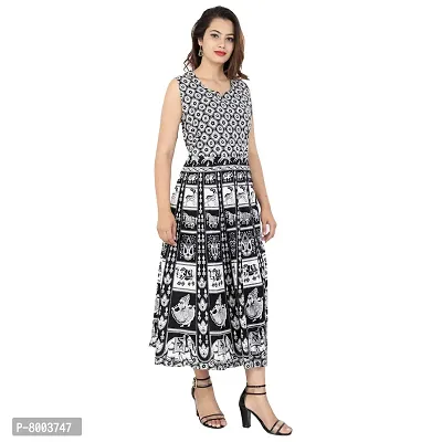 Rangun Cotton Women's Cotton Jaipuri Printed Maxi Long Dress (Free Size MultiColor)-thumb3