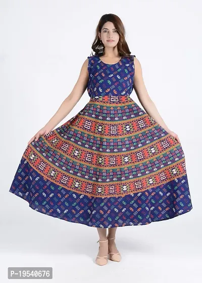 Indo-western Multicoloured Printed Cotton Gown