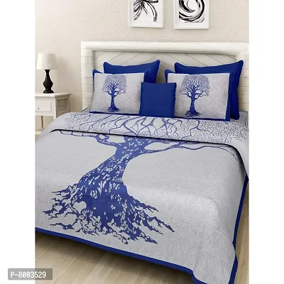 Rangun 100% Pure Cotton 120 TC Printed Double Bedsheet with 2 Pillow Cover (215 x 240 cm)-thumb0