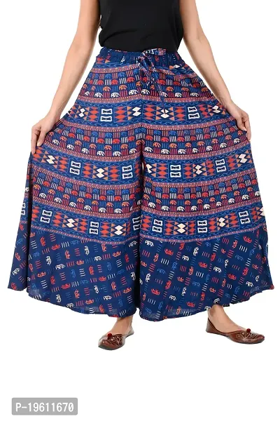 Stunning Blue Cotton Printed Palazzo For Women-thumb0