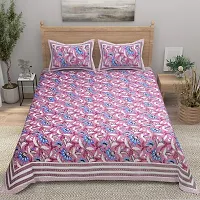 Comfortable Cotton Printed King Bedsheet with Two Pillow Covers-thumb1