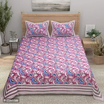 Comfortable Cotton Printed King Bedsheet with Two Pillow Covers-thumb2