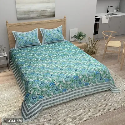 Comfortable Cotton Printed King Bedsheet with Two Pillow Covers