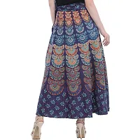 Rangun Blue  Color Cotton Printed Wrap Around Skirt-thumb3