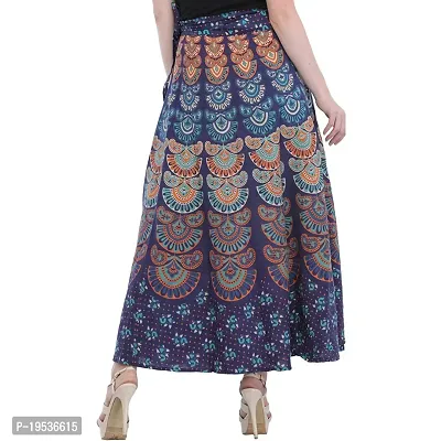 Rangun Blue  Color Cotton Printed Wrap Around Skirt-thumb4