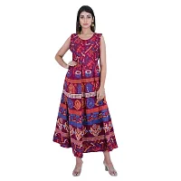 Rangun Presents Maroon Color Jaipuri Printed Long Women's Maxi one Piece Dress Free Size-thumb3