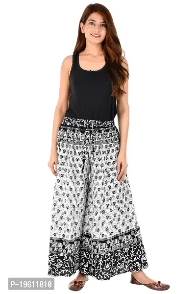 Stunning Black Cotton Printed Palazzo For Women-thumb5