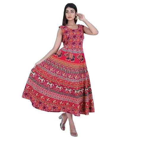 Rangun Presents Color Jaipuri Long Women's Maxi one Piece Dress Free Size