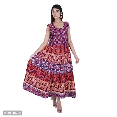 Indo-western Red Printed Cotton Gown-thumb0