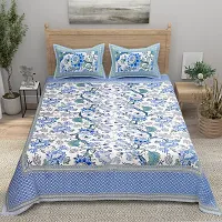 Comfortable Cotton Printed King Bedsheet with Two Pillow Covers-thumb1