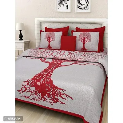 Rangun 100% Pure Cotton 120 TC Printed Double Bedsheet with 2 Pillow Cover (215 x 240 cm)