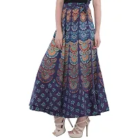 Rangun Blue  Color Cotton Printed Wrap Around Skirt-thumb2