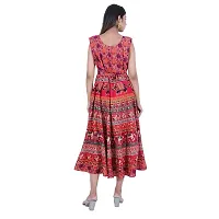 Rangun Presents Red Color Jaipuri Printed Long Women's Maxi one Piece Dress Free Size-thumb1