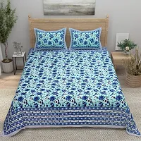 Comfortable Cotton Printed King Bedsheet with Two Pillow Covers-thumb1