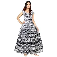 Rangun Women's Cotton Printed A-Line Dress (Free Size) Black-thumb1