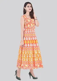 Indo-western Orange Printed Cotton Gown-thumb1