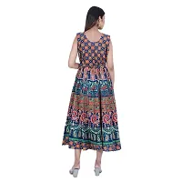 Rangun Presents Multicolor Color Jaipuri Printed Long Women's Maxi one Piece Dress Free Size-thumb1