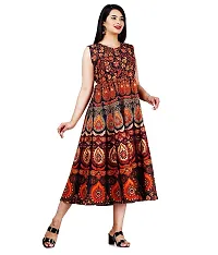 Indo-western Brown Printed Cotton Gown-thumb2