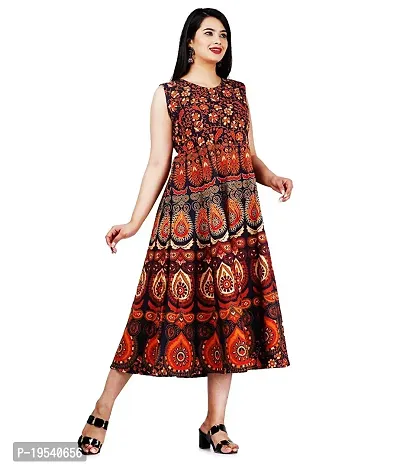 Indo-western Brown Printed Cotton Gown-thumb3