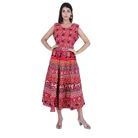 Rangun Presents Red Color Jaipuri Printed Long Women's Maxi one Piece Dress Free Size-thumb3