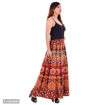 Rangun Maroon Color Cotton Printed Wrap Around Skirt-thumb2