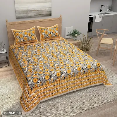 Comfortable Cotton Printed King Bedsheet with Two Pillow Covers