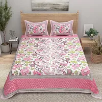 Comfortable Cotton Printed King Bedsheet with Two Pillow Covers-thumb1