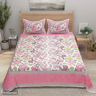 Comfortable Cotton Printed King Bedsheet with Two Pillow Covers-thumb2