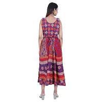 Rangun Presents Purple Color Jaipuri Printed Long Women's Maxi one Piece Dress Free Size-thumb1