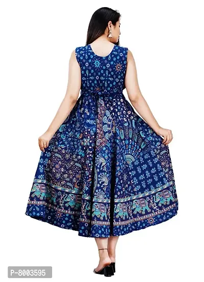Rangun Women's Fit and Flare Maxi Dress (Blue, Free Size)-thumb2