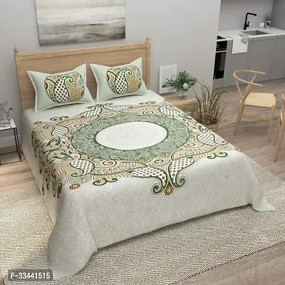 Comfortable Cotton Printed King Bedsheet with Two Pillow Covers