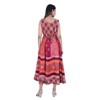 Rangun Presents Red Color Jaipuri Printed Long Women's Maxi one Piece Dress Free Size-thumb1