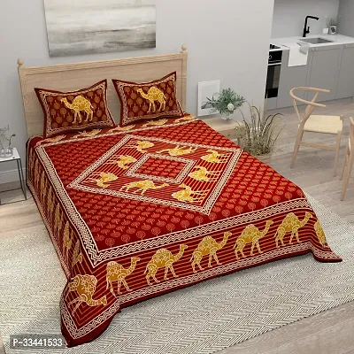 Comfortable Cotton Printed King Bedsheet with Two Pillow Covers