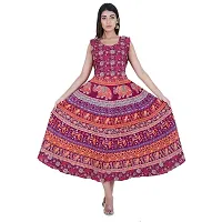 Rangun Presents Maroon Color Jaipuri Printed Long Women's Maxi one Piece Dress Free Size-thumb4