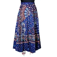 Rangun Women's Cotton Printed A-Line Casual Maxi Skirt (Blue, Free Size)-thumb1