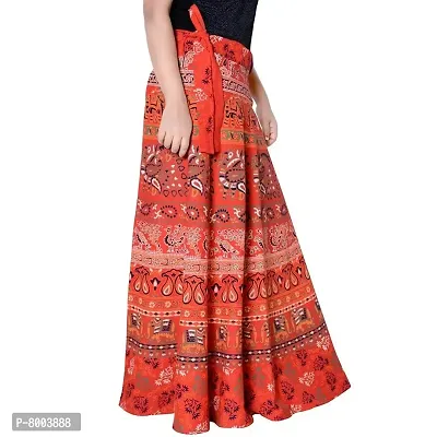 Rangun Presenting Woman's Cotton Printed Red Color Casual Skirt (A-line :: Free Size)-thumb2