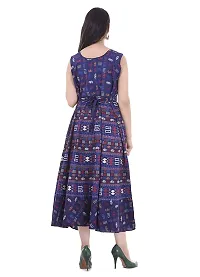 Indo-western Blue Printed Cotton Gown-thumb2