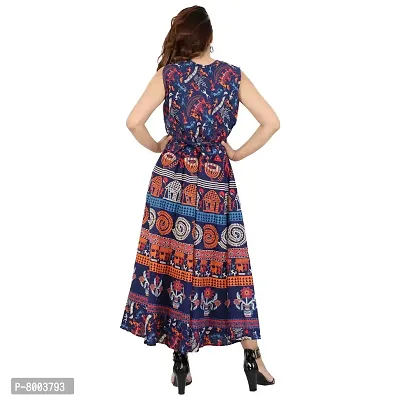 Rangun Cotton Women's Cotton Jaipuri Printed Maxi Long Dress (Free Size MultiColor)-thumb4