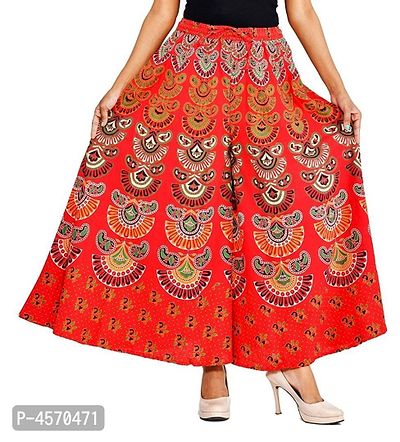Elegant Red Cotton Printed Palazzo For Women