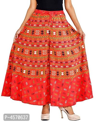 Elegant Multicoloured Cotton Printed Palazzo For Women-thumb0